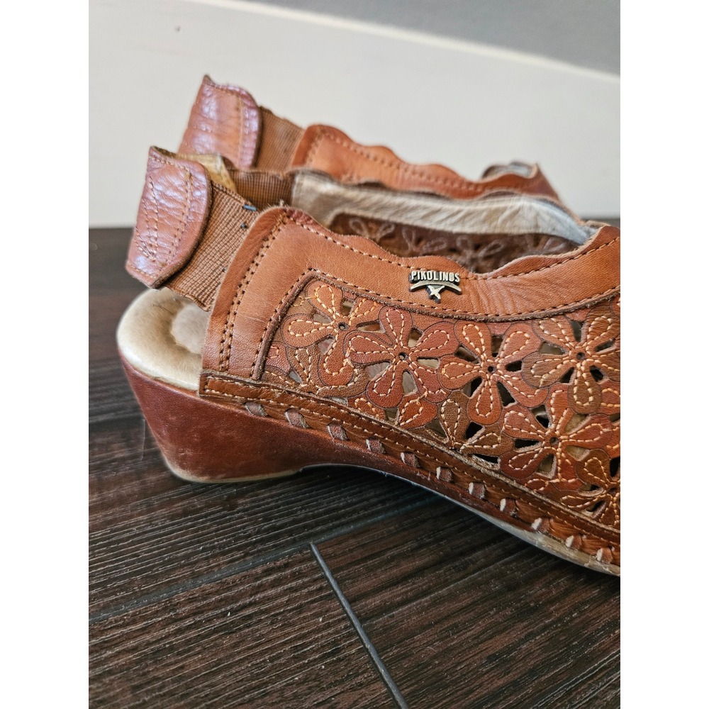 PIKOLINOS Leather Daisy Cutout Scalloped Mules Artisan Boho Cottagecore - Sz 40 - Picture 4 of 12